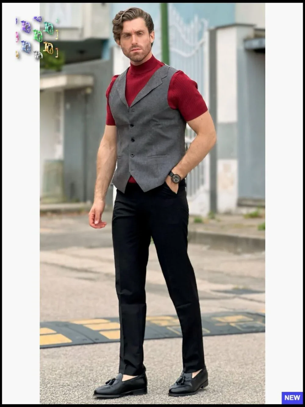 Slim Fit Notch Lapel Waistcoat Formal Casual Vest Adjustable Back Strap